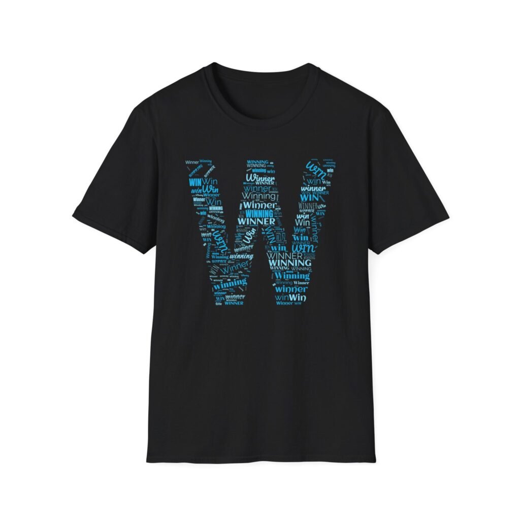 Winner "W" T-Shirt — Blue 'W' Typography Tee