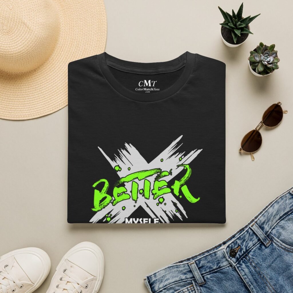 Better Myself v2 T-Shirt (Green) (folded-2)