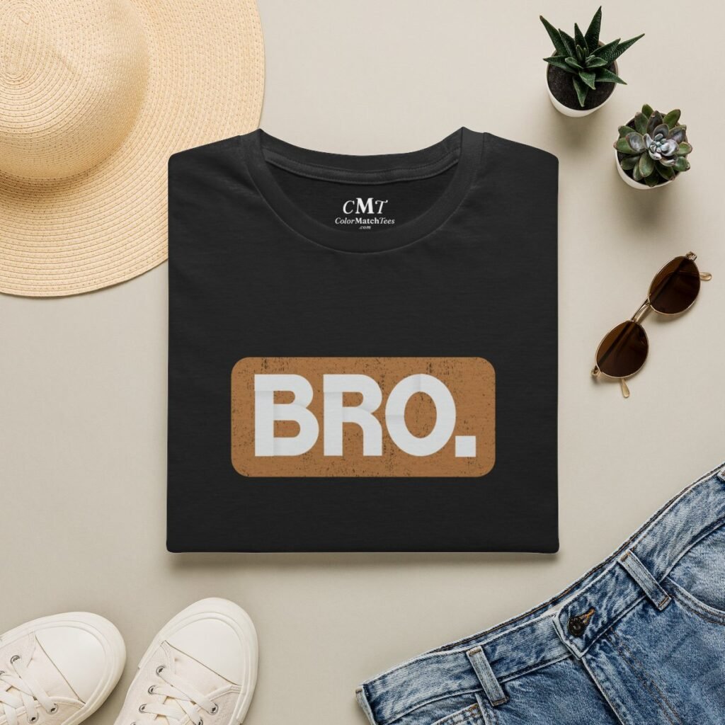 Bro. Funny Saying Bro Mom Slang Teen T-Shirt (Brown) (folded-2)