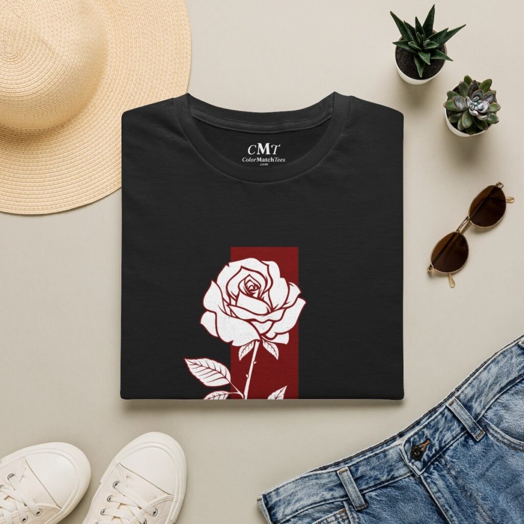 Distressed Bar Rose T-Shirt (Maroon)