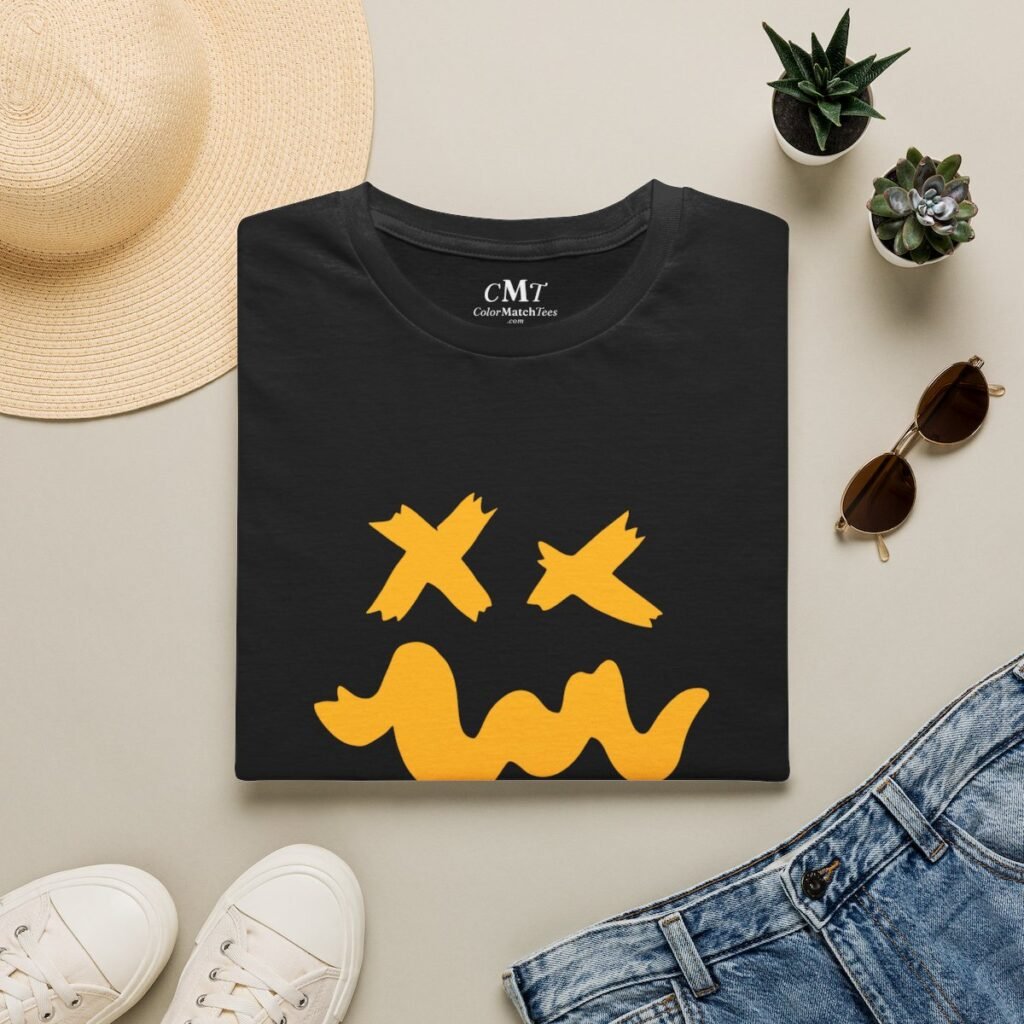 Grunge Face Wavy Smile T-Shirt (Varsity Gold) (folded-2)