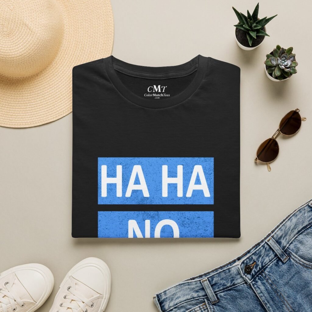 Ha Ha No. T-Shirt (Blue) (folded-2)