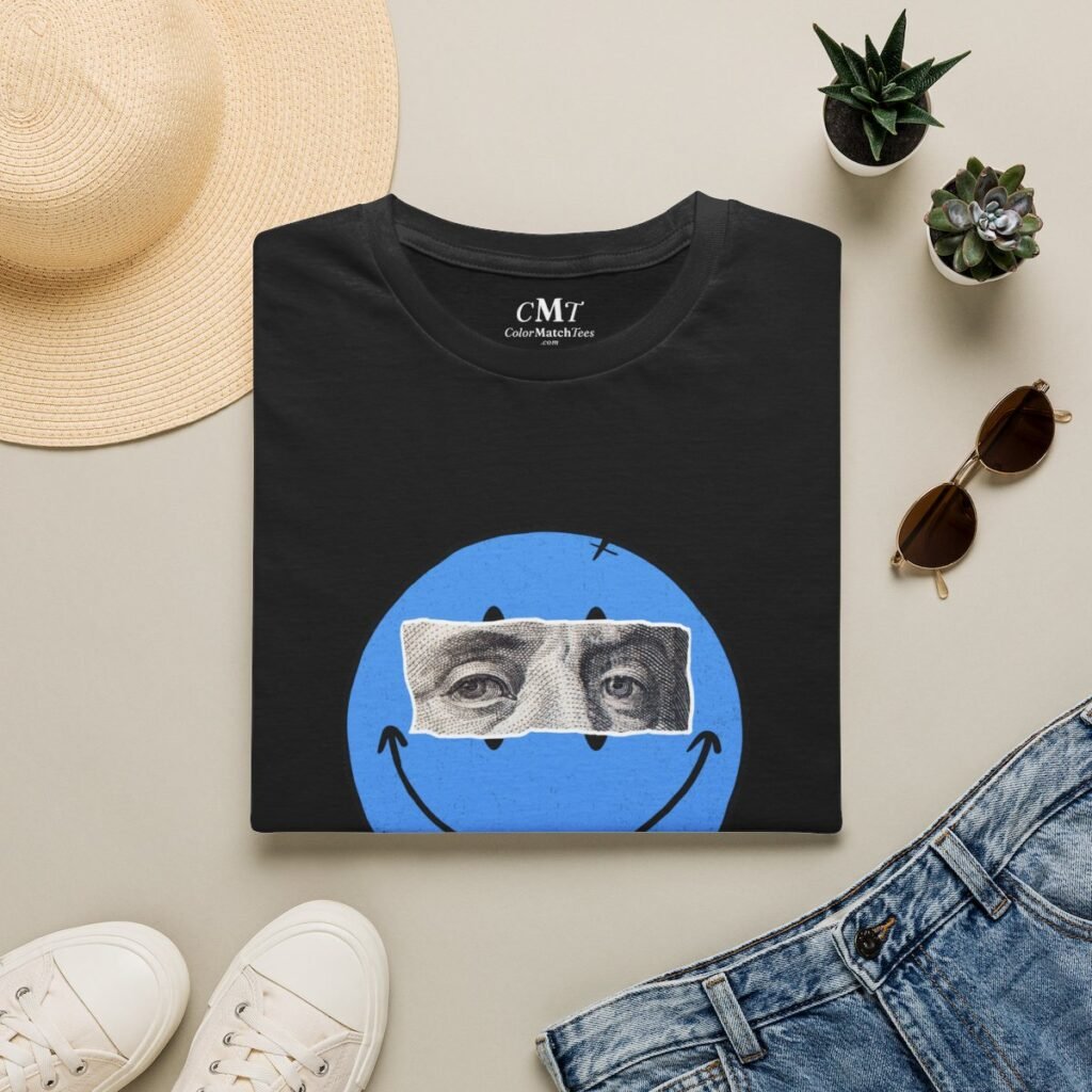 Ha HA Pay Me. T-Shirt (Blue) (folded-2)