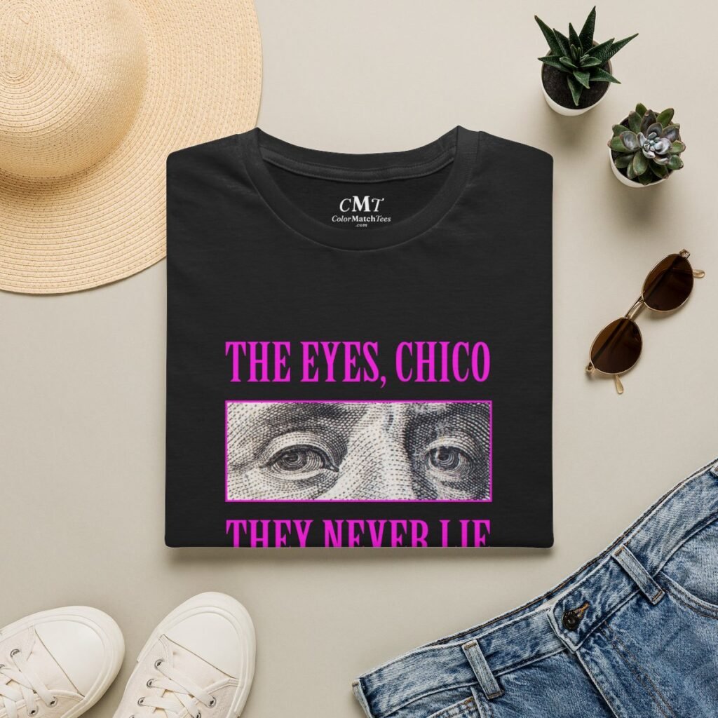 It's in the Eyes, Chico T-Shirt (Pink) (folded-2)