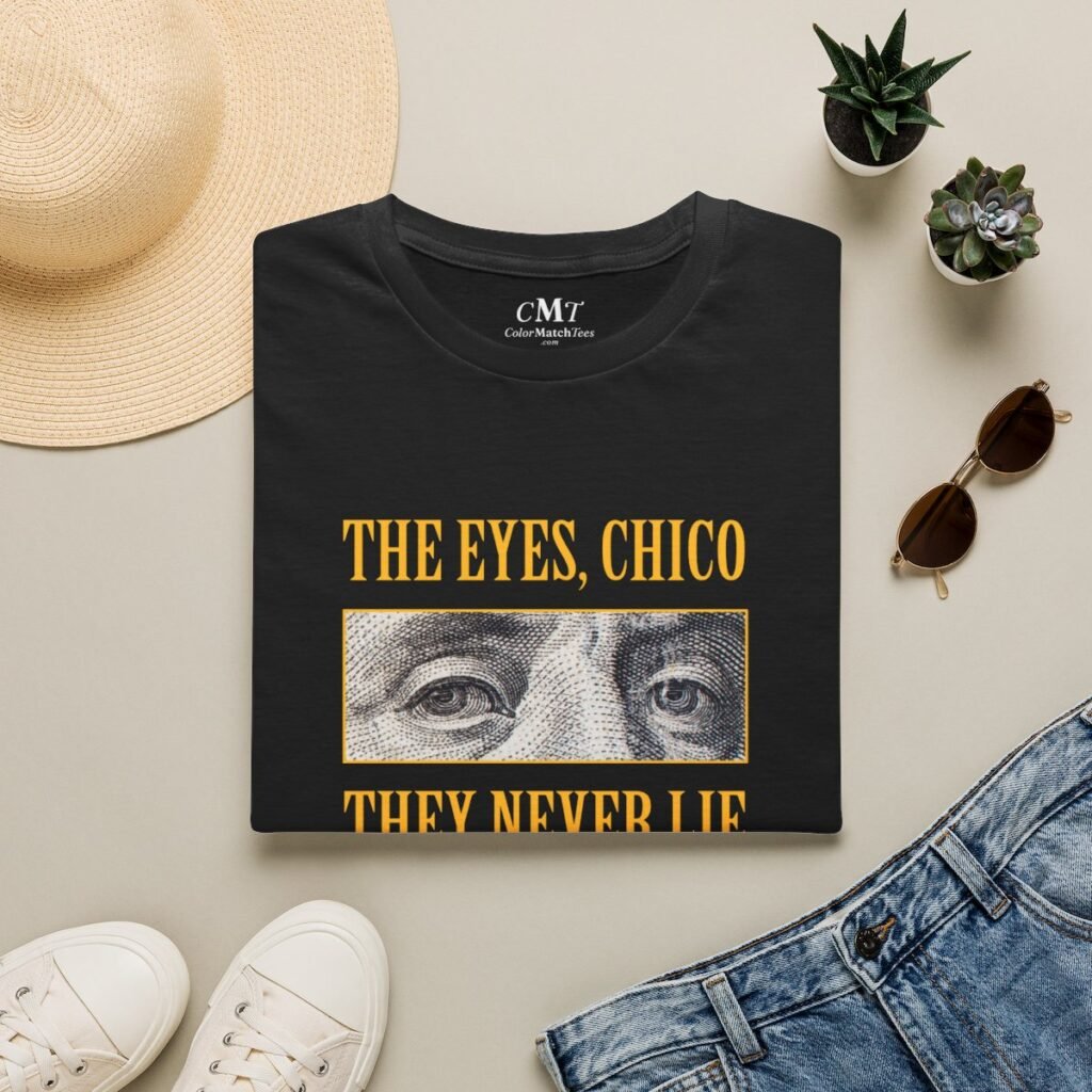 It's in the Eyes, Chico T-Shirt (Varsity Gold) (folded-2)