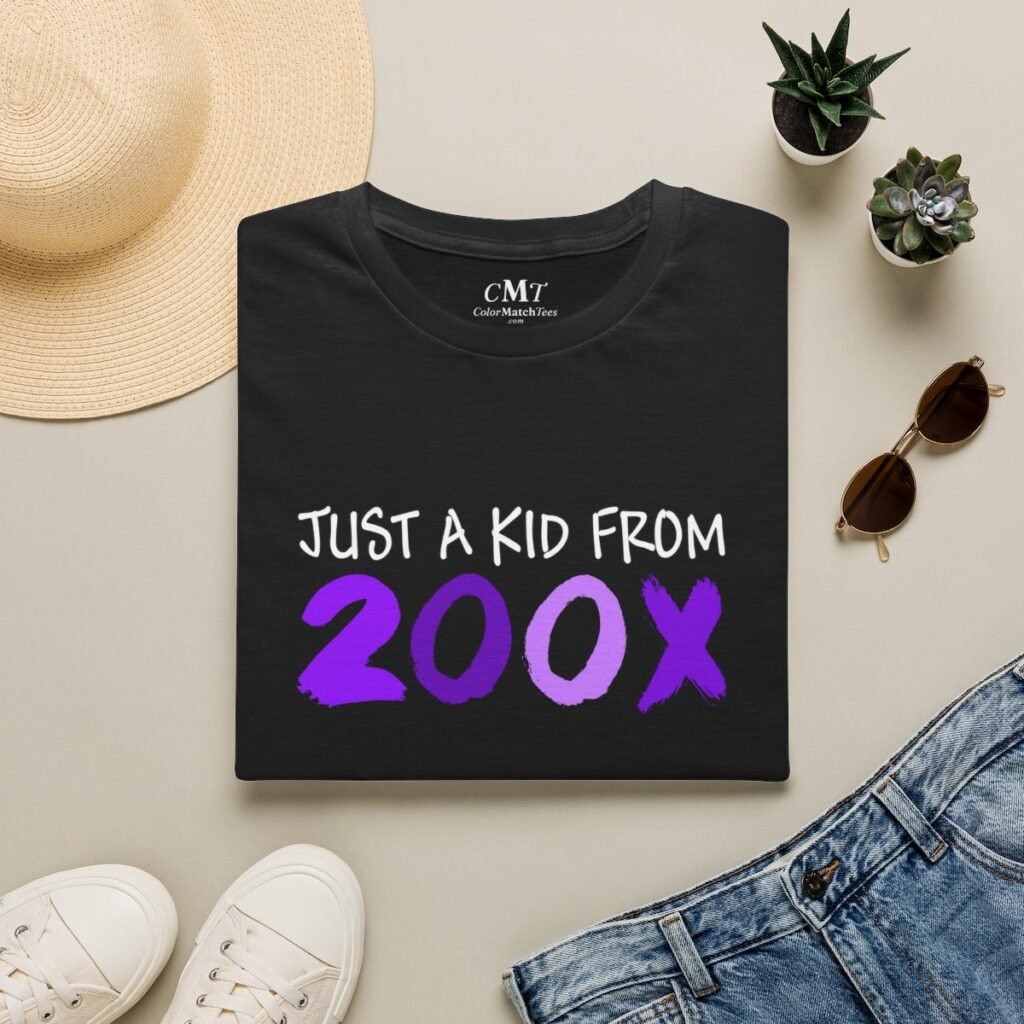 Just a Kid From 200X T-Shirt (Purple) (folded-2)