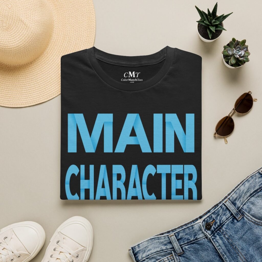 Main Character Vibes T-Shirt (Blue) (folded-2)