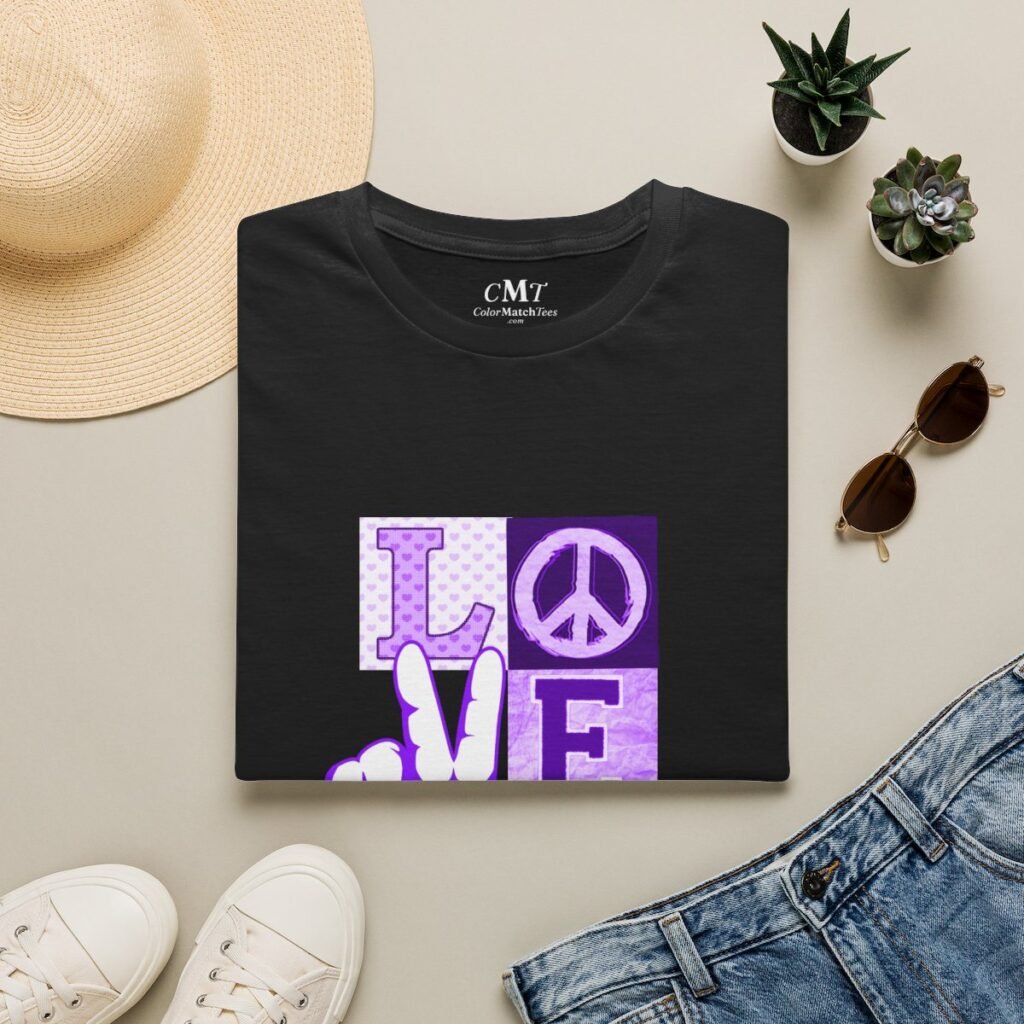 Peace Love Vibes T-Shirt (Purple)