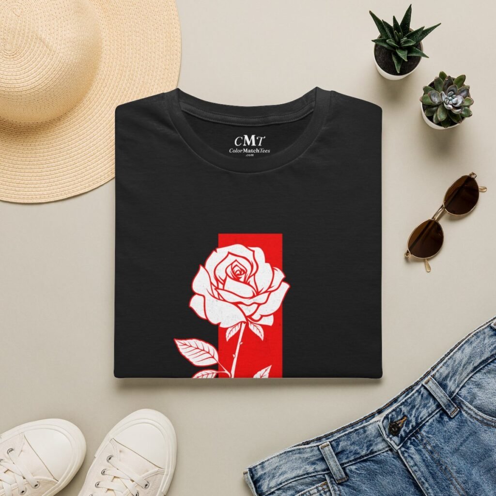 Distressed Rose T-Shirt (Red)