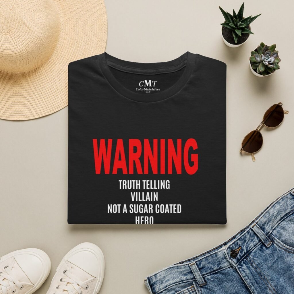 Red WARNING: Truth Telling Villain Red Graphic (folded-2)