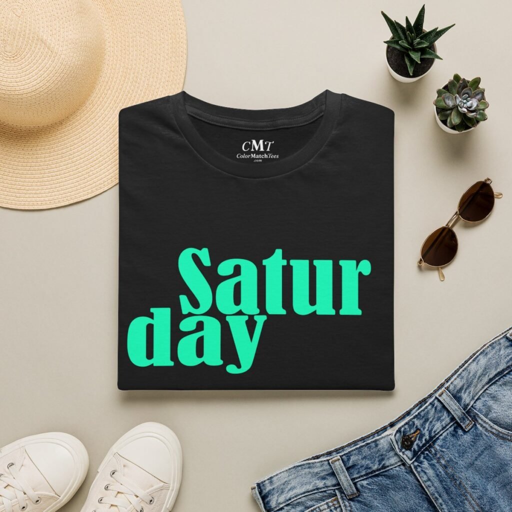 Saturday Days of the Week T-Shirt (Teal) (folded-2)