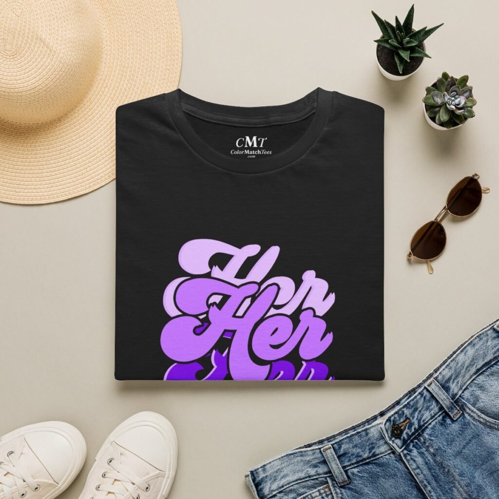 She Is Her T-Shirt (Purple) (folded-2)