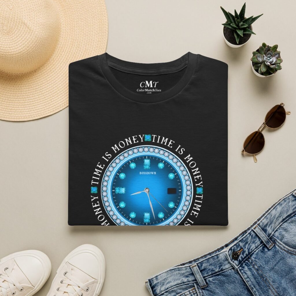 Time Is Money T-Shirt (Blue) (folded-2)