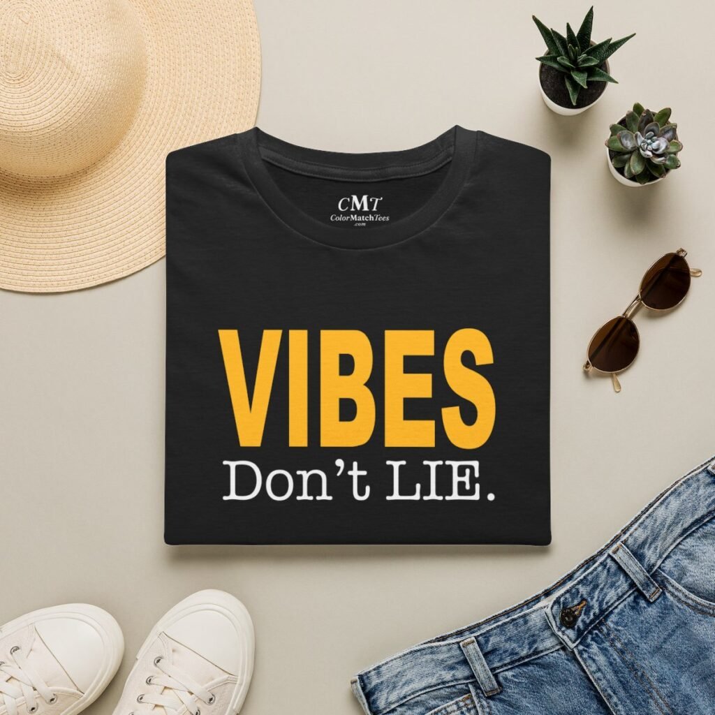 Vibes Don't Lie T-Shirt (Varsity Gold) (folded-2)